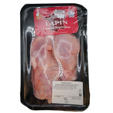 Ganzes Kaninchen mit Kopf & Innereien 1,75kg