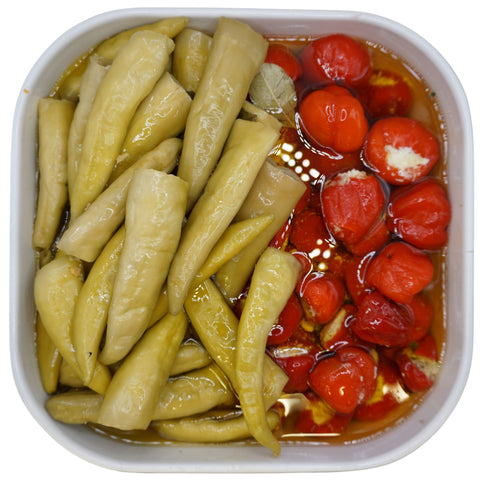 Gefüllte Peperoni und Kirschpaprika mit Frischkäse 100g