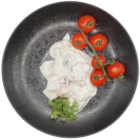 Usedomer Fischerschmaus – Herings-Garnelen-Salat in cremiger Sauce 100g